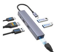 FORIDA USB C Hub, USB C Ethernet Multiport Adapter, 6 in 1 USB C to HDMI Dock Compatible with Macbook Pro Air, Chromebook, Dell XPS, HP and Type C Devices (Gigabit Ethernet 100W PD 4K60HZ HDMI