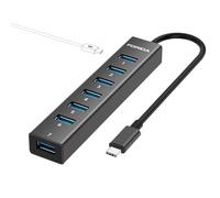 FORIDA USB C to USB Hub, 8 Ports USB-3.0 Adapter with 7 USB 3.0 Data Ports, Aluminum Alloy Shell USB Splitter with USBC 5V/3A Power Port for Laptop PC and More