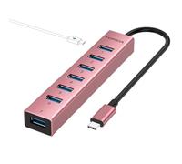 FORIDA USB C to USB Hub, 8 Ports USB 3.0 Adapter with 7 USB 3.0 Data Ports, Aluminum Alloy Shell USB Splitter with USB C 5V/3A Power Port for Laptop PC and More