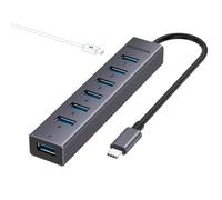 FORIDA USB C to USB Hub, 8 Ports USB 3.0 Adapter with 7 USB 3.0 Data Ports,USB Splitter with USB C 5V/3A Power Port, 9.8N/25CM Main Cable for Laptop PC and More (Dark Gray, 9.8 in)