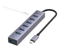 FORIDA USB C to USB Hub, 8 Ports USBC HUB with 7 USB 3.0 Data Ports, Aluminum Alloy Shell USB Splitter with USB C 5V/3A Power Port for Laptop PC and More