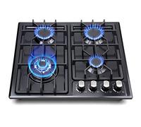 Forimo 22Inch Built-in Gas Cooktop, 4 Burners Stainless Steel Stove with NG/LPG Conversion Kit, Thermocouple Protection, Easy to Clean, Black