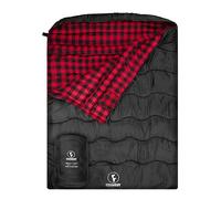 FORINBUY Winter Cotton Flannel Double Sleeping Bag for Adults - 0 degree Queen Size 2 Person Sleeping Bag, Waterproof & Warm for Cold Weather, Ideal for Couples, Family Camping & RV Travel