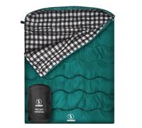 FORINBUY Winter Cotton Flannel Double Sleeping Bag for Adults - 0 degree Queen Size 2 Person Sleeping Bag, Waterproof & Warm for Cold Weather, Ideal for Couples, Family Camping & RV Travel