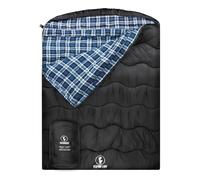 FORINBUY Winter Cotton Flannel Double Sleeping Bag for Adults - 0 degree Queen Size 2 Person Sleeping Bag, Waterproof & Warm for Cold Weather, Ideal for Couples, Family Camping & RV Travel