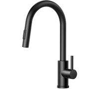 FORIOUS Black Kitchen Tap, Kitchen Sink Taps Mixer with Pull Down Spray, High Arc pout Swivels 360 Single Handle