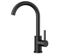 FORIOUS Kitchen Tap Black, Kitchen Sink Taps Mixer, 360 Swive Stainless Steel Monobloc 1 Hole with Single Lever