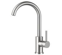 FORIOUS Kitchen Tap, Kitchen Sink Taps Mixer, 360 Swive Stainless Steel Monobloc 1 Hole with Single Lever