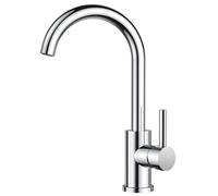 FORIOUS Kitchen Tap, Kitchen Sink Taps Mixer, 360 Swive Stainless Steel Monobloc 1 Hole with Single Lever, Ploished Chrome