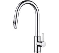 FORIOUS Kitchen Tap, Kitchen Sink Taps Mixer with Pull Down Spray, High Arc pout Swivels 360 Single Handle, Polished Chrome