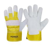 Foriox International Split Leather Work Gloves, Heavy Duty Thorn Proof Gardening Gloves for Digging, Weeding, Planting and Construction Working Pruning & Rigger Tasks (Pair of 1 (yellow))