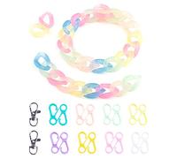 Forise 150PCS Acrylic Chain Link Rings with Lobster Clasp - Transparent Resin Chain Bulk Quick Necklace Link Connectors for Jewelry DIY Craft Making