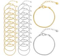Forise 20pcs Snake Chain Charm Bracelet kit Chains with Lobster Clasp Extender Chain for DIY Women Jewelry Making Gifts Supplies