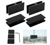 foriy Railing Glass Clamps 4 Pack, Stainless Steel Glass to Glass Clamp | Double Sided Railing Clip Holder Heavy-Duty Bracket for Coastal Outdoor Balustrade Railing Balcony Pool Fence Stair