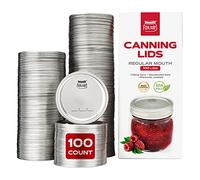 FORJARS Canning Lids Regular Mouth, 100-Pack - Create Airtight Seals on Mason Jars to Preserve Food for Meal Prep & Food Storage - 2.7 In. Steel Lids with Silicone Seals - Canning Supplies by