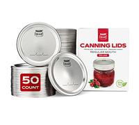 FORJARS - Canning Lids Regular Mouth, 50-Pack - Create Airtight Seals on Mason Jars to Preserve Food for Meal Prep & Food Storage - 2.7 In. Steel Lids with Silicone Seals - Canning Supplies
