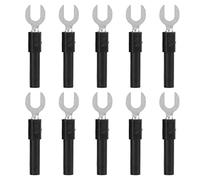 Fork Spade Wire Connectors 10pcs Brass Material 6mm Y Type 4mm Hole 30Vac 60Vdc 10A Maximum - Durable Conductivity, PVC Insulated, Ideal for Industrial and Electronic Use (Black)