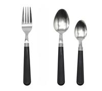 Fork Spoon Set Stainless Steel Flatware 24Pc Value Plastic Handle Set Black Free Gift