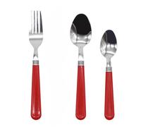 Fork Spoon Set Stainless Steel Flatware 24Pc Value Plastic Handle Set Red Free Gift