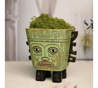 forkai Ghost Face Planter Pots for Indoor Plants, 6 Inch Plant Pot with Drainage, Solid Flower Pots with Handles and Legs, Unique Pen Holder for Desk Decoration Succulent Pots for Home Decor