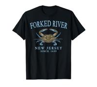 Forked River New Jersey Crab Town Since 1699 Cyan Letters Value Graphic T-Shirt
