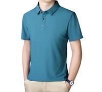FORKIS T Shirts Men Super Large Size L-8Xl Summer Men Business Casual Style Ice Feel Soft Smooth Polo Shirt Man Short Sleeve Polo Tops-A85 Peacock Blue,5Xl