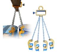 Forklift Crane Drum Barrel Clamp, Heavy Duty 4 Leg Lifting Chain Sling with Hooks, 1/4 Inch for Factory Workshop Moving Barre