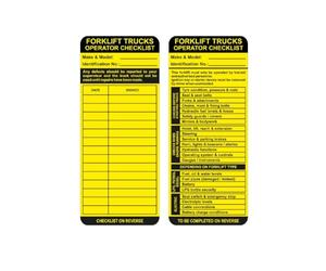 Forklift Truck Operator Tags Pack of 10 Safety Checklist On Reverse Polypropylene W75mm x H180mm, Pack of 10