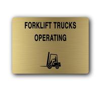 Forklift Trucks Operating Warning Sign - 19.0x14.0cm Brushed Aluminium