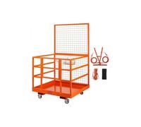 Forklift Work Basket, 1100 Lb Load Capacity, 43 Inch X 45 Inch Work Platform, Equipped With Safety Belt And Lock, Drain Hole, Wheels And Tool Basket, Suitable For Working At Height.