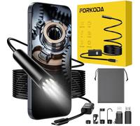 FORKODA Endoscope Inspection Camera - 1920 HD Flexible Rigid Snake Inspection Camera, 8 LED Lights Adjustable IP67 Waterproof Probe Drain Endoscope for Android and iOS(16.4 ft/ 5m)