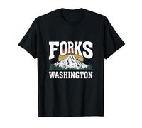 Forks Washington Outdoor Travel Vintage Mountain Sunset T-Shirt