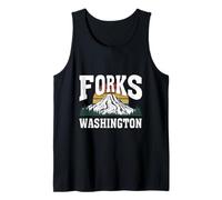 Forks Washington Outdoor Travel Vintage Mountain Sunset Tank Top