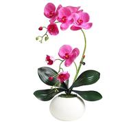 Forlaoers 17" Realistic Purple Orchid Faux Flowers White Ceramic Vase Artificial Flower Fake Plant Decor for Kitchen Table Centerpieces Home Dining Room Christmas Wedding Desk Decorations Indoor