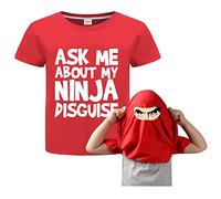 Forlcool Boys Ninja Funny T-Shirt Ask Me About My Ninja Disguise Cotton Tee Top (Red,7-8 Years,7 Years,8 Years)