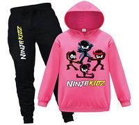 Forlcool Ninja Kidz Kids Tracksuits Boys Girls Hoodies and Trousers 2pc Outfits Casual Jumper and Joggers Set (Rose Red01,5-6 Years,5 Years,6 Years)