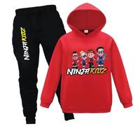 Forlcool Ninja Kidz Kids Tracksuits Sweatshirt Kids Outfits Cartoon Hoodies and Pants 2Pcs Sets (Red,3-4 Years,3 Years,4 Years)