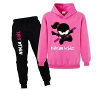 Forlcool Ninja Kidz Merch Hoodies+Pants 2pcs Tracksuits for Kids Comfortable Casual Suits (Rose Red,11-12 Years,11 Years,12 Years)