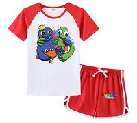 Forlcool Rainbow Friends Kids Pyjamas Set YouTube Game Merch Blue Monster Pjs for Kids Age 3-13 Years (Red,5-6 Years)