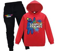Forlcool Rainbow Merch Tracksuits Blue Monster Cotton Outfits Hoodie + Trousers 2pcs Clothing Set (Red,7-8 Years,7 Years,8 Years)