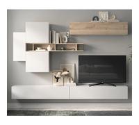 forli high gloss entertainment unit in white and cadiz oak