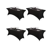 FORLIFE 4Pack Spandex Table Covers 6ft，Fitted Tablecloth for 6ft Rectangular Tables, Stretch Patio Table Covers, Universal Spandex Table Cover for Wedding, Banquet, Party (6ft, Black)