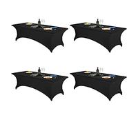FORLIFE 4Pack Spandex Table Covers，Fitted Tablecloth for Rectangular Tables, Stretch Patio Table Covers, Universal Spandex Table Cover for Wedding, Banquet, Party (8ft, Black)