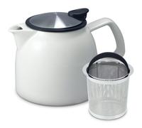 FORLIFE Bell Ceramic Teapot with Basket Infuser, 26-Ounce/770ml, White