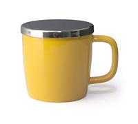 FORLIFE Dew Glossy Finish Brew-In-Mug with Basket Infuser &"Mirror" Stainless Lid 11 oz. (Mandarin)