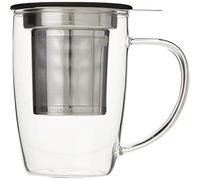 Forlife NewLeaf Glass Tea Mug with Infuser and Lid, Black
