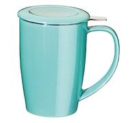 Forlife Tall Tea Mug 'Curve' with Infuser and Lid, Turquoise