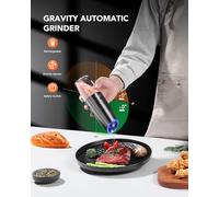 FORLIM Electric Salt and Pepper Grinder Set, USB Rechargeable, 6 oz Capacity, One-Handed Operation, Adjustable Coarseness, Gravity Automatic Grinding, Stainless Steel, 2 Pack (Metallic Gunmetal)