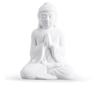 FORLONG Ceramic Praying Buddha Figurine, Serene Medium Statue （8 Inches Tall，White）