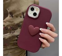 FORLUZ Cute Wine Red Love Heart Solid Color Phone Case For iPhone 15 14 13 12 11 Pro Max X XS XR 7 8 Plus Soft Candy Cover,Wine Red,For iPhone 14